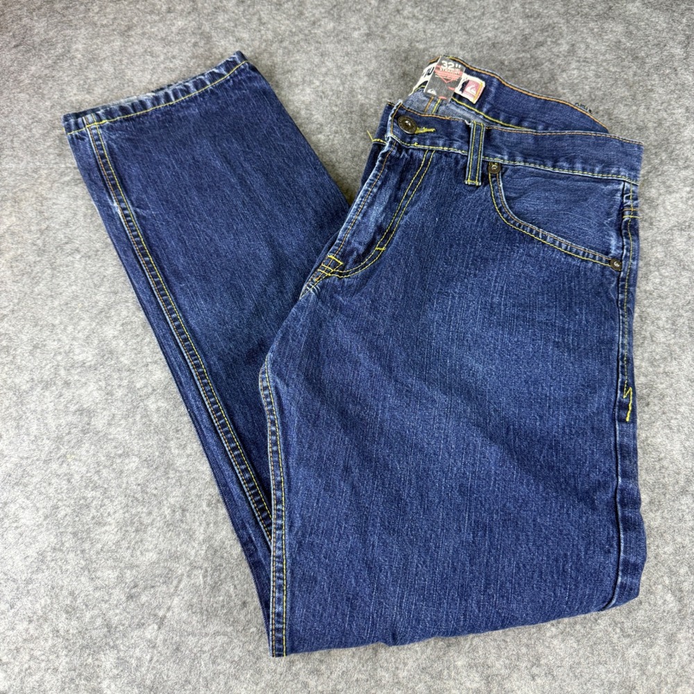 Quiksilver Quikjean Mens 32 Straight Fit Blue Denim Jeans Medium Wash Skate